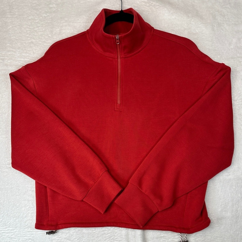 Varley Half Zip Pullover Sweatshirt Womens Small Red Drawstring Hem